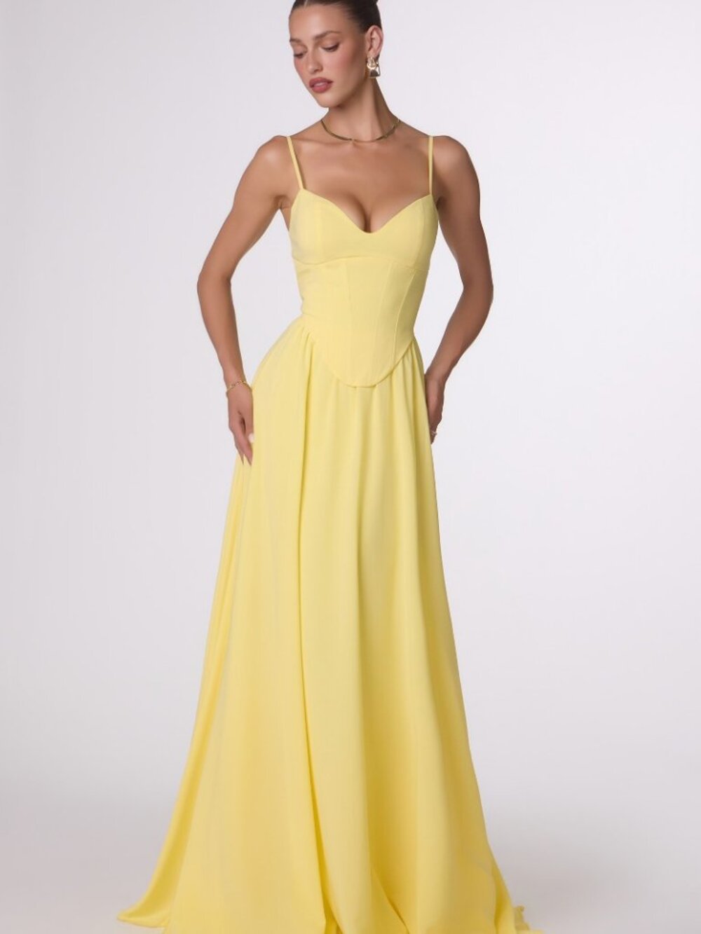 NEW LT YELLOW Evening Gown Floor Length Formal Elegant Stunning T711